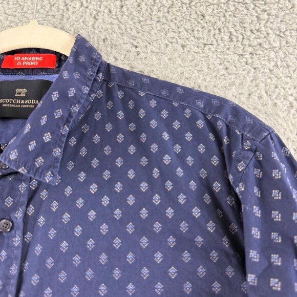 Scotch & Soda Button-Up Shirt Mens‎ Size XL Blue Geo Print Long Sleeve Cotton - Picture 3 of 15